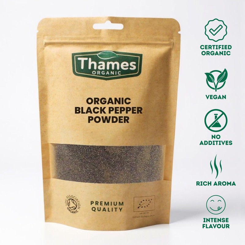 Organic Black Pepper Powder 500g- Strong Flavour, Non-GMO, No Additives