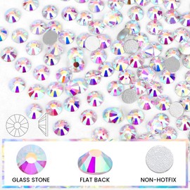 Novani Rhinestones 1440pcs SS10 Glass Rhinestones Crystal Flatback Gemstones for Crafts Nails Makeup Bags and Shoes Decoration（SS10, Crystal AB）
