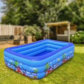 Baiao Inflatable Swimming Pool for Adult, Blow Up Pool for Backyard, Garden, Indoor, or Summer Outdoor Paly Water Happy Family Time 114" x 68" x21" (300CM)
