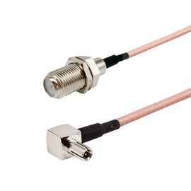 Vecys F Female to TS9 Male Right Angle 90 Degree RF Coaxial Cable RG316 30cm/12in for 2G 3G 4G Antenna Router TV HDTV DVB-T DVB-T2