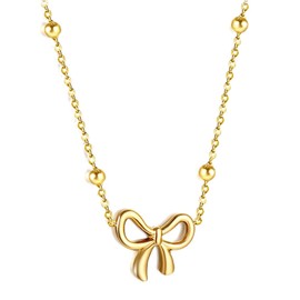 Lilbitty Gold Bow Necklace for Women Girls Bow Necklace Gold Plated Ribbon Necklaces Fashion Jewelry Gifts