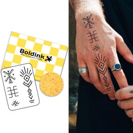 Boldink Semi-Permanent Jagua Tattoos Set of 2 - 2 Weeks Long Lasting Waterproof Fashion Men Men Finger Hand Arm
