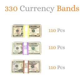 Money Bands Currency Sleeves Straps – Made in USA (Pack of 330) Self-Adhesive Assorted Money Wrappers for Bills Color Coded Wraps Meets ABA Standards, 7.5 x 1.25 inches – Counter Recyclable Kraft Pape