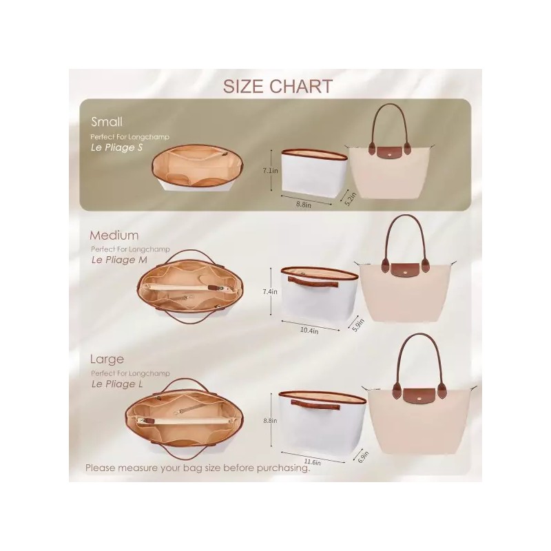 Longchamp 롱샹 르 플리지 S 엑스트라용 칼리디 오거나이저 가방 삽입