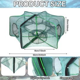 5PCS Fishing Bait Trap Minnow Trap Foldable Fishing Trap Cylindrical Hexagon Crawfish Fishing Net Trap Portable Folded Fishing Accessories