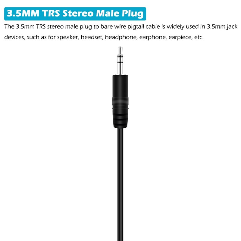 Fancasee 3FT 3.5mm 1/8" to Speaker Wire TRS Stereo Male