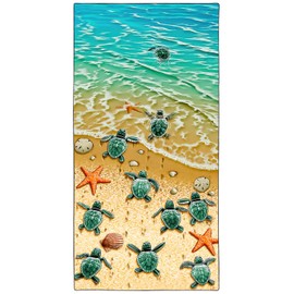 Zomer Beach Towel Large 90 x 180 cm Quick-Drying Microfibre Printed with Beach Turtle Motif