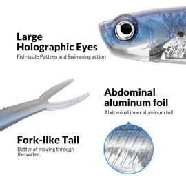 QualyQualy Soft Swimbait Fishing Lures Jerk Shad Minnow Drop Shot Lure Bass Bait Shad Bait Shad Lure Soft Jerkbait for Bass Trout Pike Walleye Crappie 4.72in 6Pcs