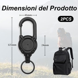 Pack of 2 Retractable Key Chains, Extendable Key Ring with Card Holder, Lanyard Extendable with 80 cm Steel Cord for ID Badge Holder, Card Holder, Key Cards