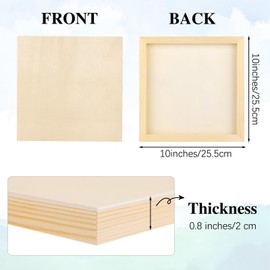 Aodaer 8 Pack Wood Panels 10 x 10 Inch Wooden Panels Canvas Unfinished Craft Wood Boards Panels for Art Crafts Acrylic and Oil Painting Pouring DIY Projects