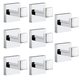 Towel Hooks For Bathrooms, Chrome Polished Towel Hook For Kitchen Bathroom, SUS304 Stainless Steel Coat Hook, Square Heavy Duty Robe Hooks For Hanging Towels,Coats,Sponges,Wall Mount, 8 Pack