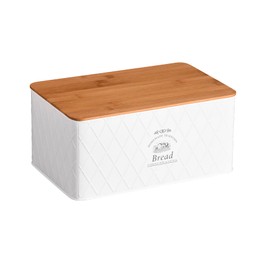 Kesper 18046 Bread Box Made of Tinplate and Bamboo in Country Style / Bread Storage / Country Collection 28 x 18 x 13 cm
