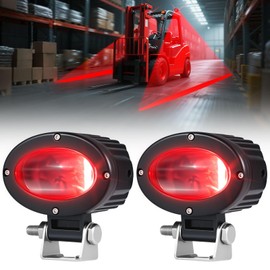 eTzone LED Forklift Safety Light Red 2 Pack, Straight Line Warning Zone Forklift Warning Light for Warehouse Pedestrian & Industrial Use, 30W DC 10-80V