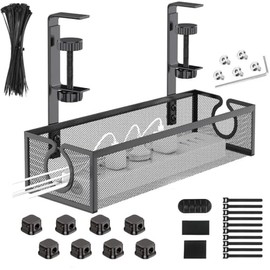 AKASENKO Organizador de Cables Escritorio,57 PCS Kit de organización de Cables,Doce estantes de Cables. Correas de Nylon, Correas de PVC y Almohadillas Antideslizantes. (Negro)