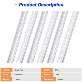 Xiatiaosann Aluminum DIN Rails, 25CM /9.8 inches, 35mm Wide, 7.5mm High Top Hat Slotted DIN Rail with RoHS (10 Pack, Silver)