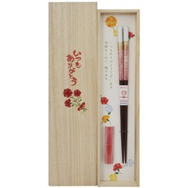 Ishida 63167 Dishwasher Safe Chopsticks Paulownia Box with Chopsticks Rest Pair Mint 8.3 inches (21 cm) Pink
