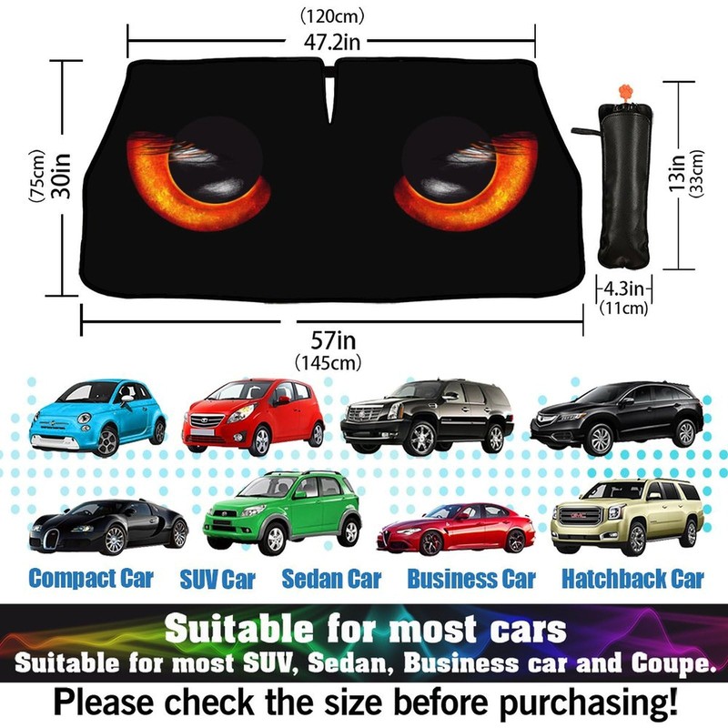 UOER Car Windshield Sun Shade Umbrella, Black Eyes Windshield Sunshades