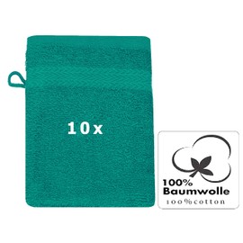 Betz Premium Wash Mitts 10 Pieces - Terry Cloth Face Cleansing - Made of 100% Cotton - Baby Wash Mitt - Emerald Green