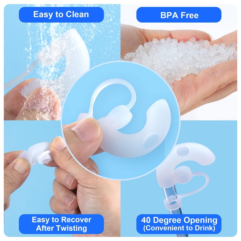 DC,CLISENCE 2PCS Anti Wrinkle Straw Cover, Food Grade Silicone Straw