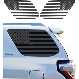 Fit for Toyota 4Runner 2010-2023 | Precut American Flag Window Decals | Rear Quarter Window Stickers Both Side | Proudly Made in The USA | with US Made Vinyl Matte Black (Solid)