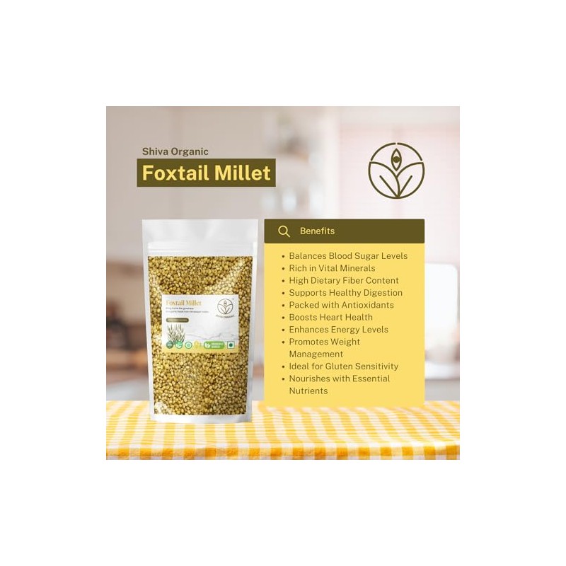 Shiva Organic Foxtail Millet 900g - Gluten-Free Whole Grain Superfood