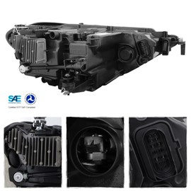 AKKON - Fits 2019 2020 2021 Volkswagen Jetta LED Tube DRL Running Lamp Projector Black Headlight Passenger Right Side