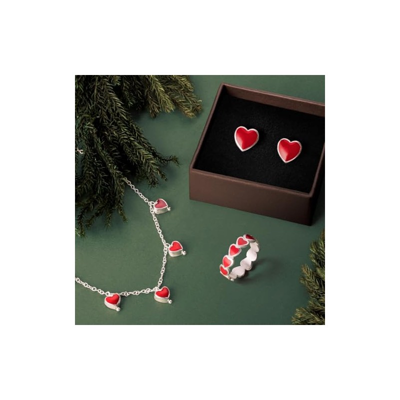 VLNET Red Enamel Heart Ring - One Size Fits All