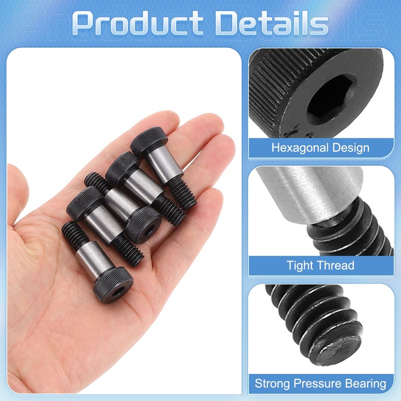 sourcing map Alloy Steel Hexagon Socket Head Shoulder Screws Bolts,