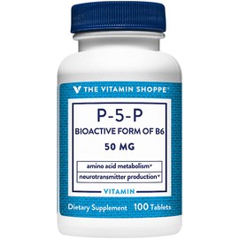 The Vitamin Shoppe P-5-P (Pyridoxal-5-Phosphate) 50MG, Coenzyme Form of Vitamin B6, Amino Acid That Supports Protein Metabolism, Neurotransmitter Synthesis (100 Tablets)