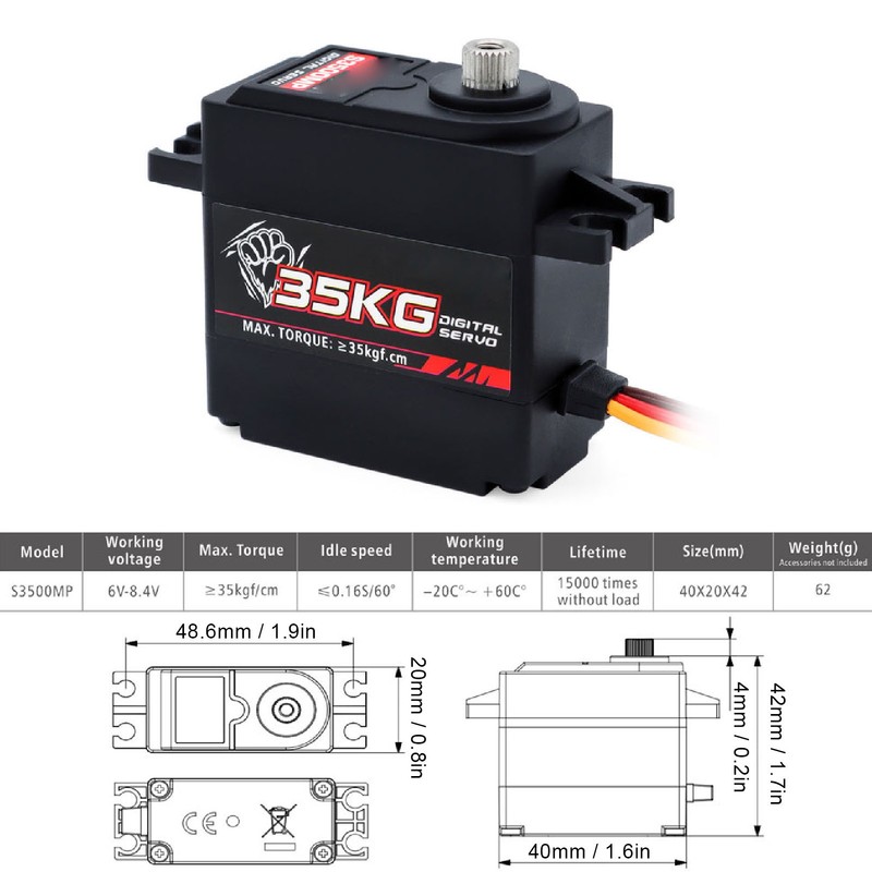 35KG Servo Motor High Precision Large Torque Low Noise RC