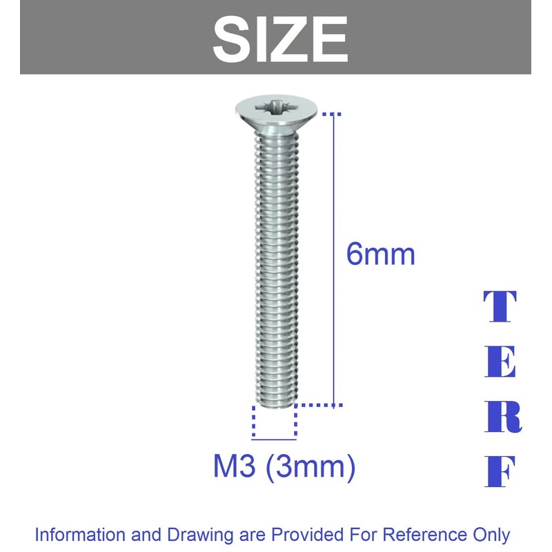 TERF® M3 X 6mm Pozi Countersunk Machine Screw M3 (3mm)