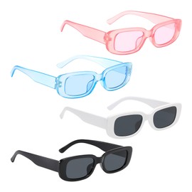GlasFlength Women's Retro Rectangular Sunglasses for Men and Women, Colourful, Normal, Colourful