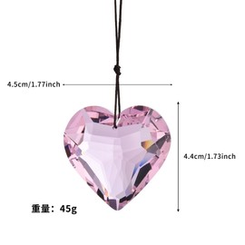 Colorful Heart Crystals Suncatcher Hanging Sun Catcher with Chain Pendant Ornament for Window Home Garden Christmas Tree Party Wedding Decoration (Pink)