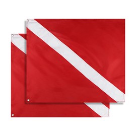 2 Pack Dive Flag Diver Down Warning Flag, Scuba Safety Red and White Diving Flags, 20x24 Inch Boat Cabin Flags for Diving, Freediving, Snorkeling, Spearfishing, Boat, kayaking