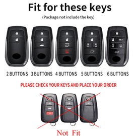ontto Car Key Cover fit for Toyota Corolla Cross Yaris Sienna Venza Harrier Hilux Tundra Land Cruiser Carbon Fiber Metal Key Fob Holder Case Keychain Keyring Shell Accessories 3 Buttons Red Blue