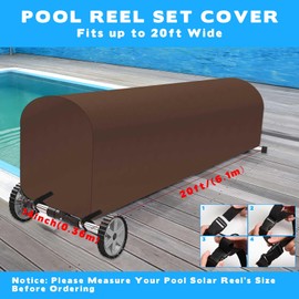 Woanger Heavy Duty Pool Solar Reel Cover Waterproof UV Resistant Inground Swimming Pool Solar Reel Roller Blanket(20 Ft,Coffee)