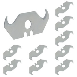 BokWin 10 Pack Hook Blades - Carbon Steel Hook Razor Blades & Curved Knife Blade for Cutting Carpets, Wallpaper, Roofing Materials | Steel Silver Utility Blade with Secure Storage Box