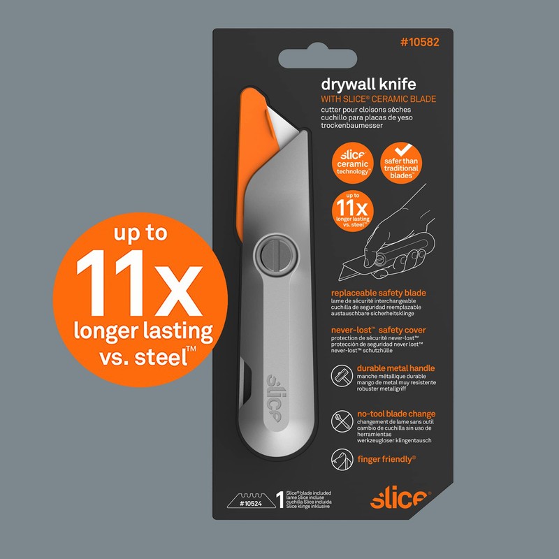Slice 10582, Drywall Knife, Ergonomic Aluminum Handle for Easier Cuts,