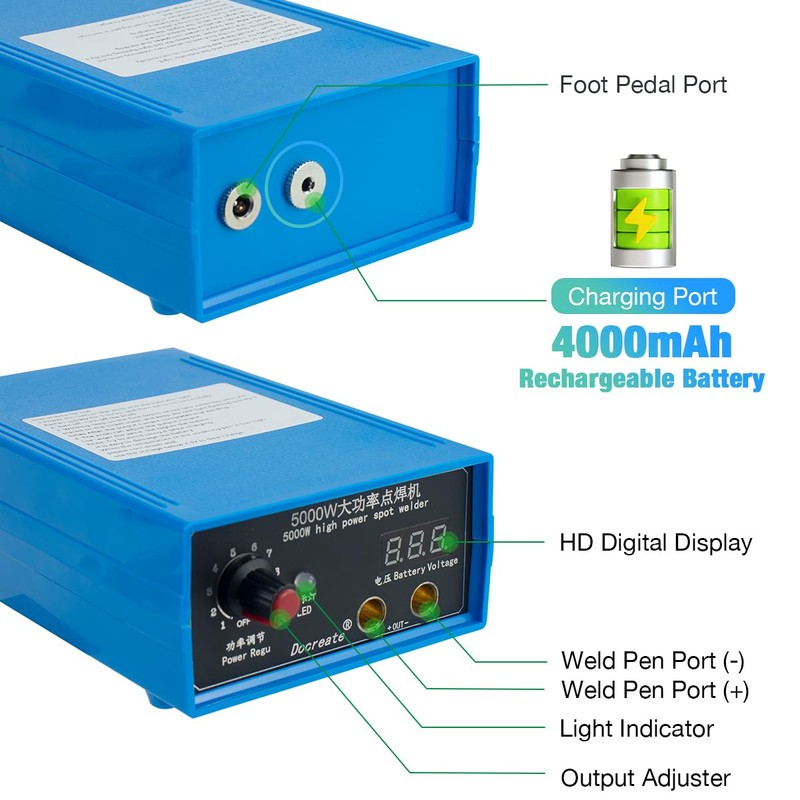 Hosyond 5000W Battery Spot Welder, Portable Adjustable Spot Welding Machine