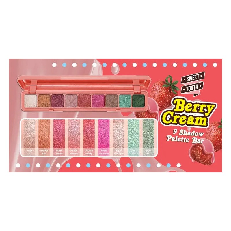 J.Cat Beauty Sweet Tooth 9 Shadow Palettte Bar Berry Cream