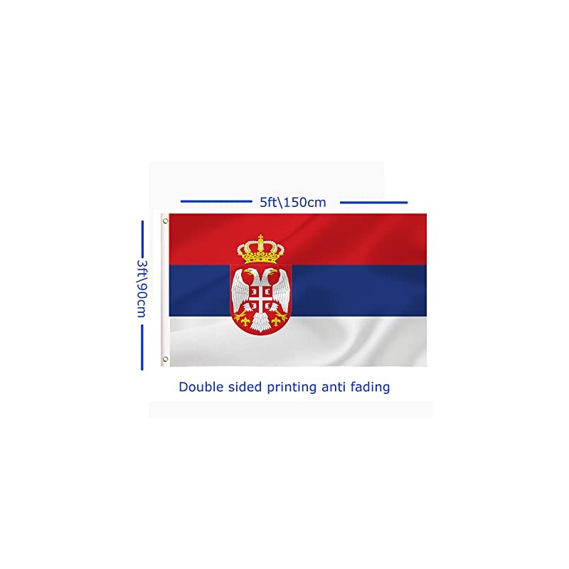 Large Serbia Flag, 3X5Ft Serbia Flags Banner Decor, Indoor Outdoor