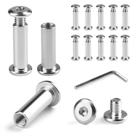 Connection Screws M6 x 25 Sleeve Screws, Pack of 12 Furniture Screws Diameter 8 mm Threaded Sleeve Furniture Screws Stainless Steel A2 V2A Cabinet Connector Sleeve Nut for Cabinets, Wooden Board