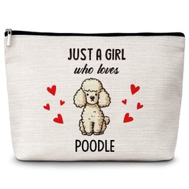 Levitatinyear Dog Lover Gift Makeup Bags, Just A Girl Who Loves Dogs Cosmetic Bag, Poodle Makeup Pouch Gifts for Dog Lovers Pet Owners, Birthday Christmas Gifts for Girls Women Friends -68