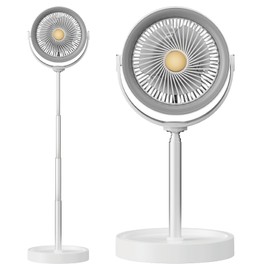 Portable Rechargeable Standing Fan 7.1" , USB Desk Fan & Portable Pedestal Fan For Travel, Small Floor Stand Up Fan For Sleeping, Height Adjustable, 3 Speed, For Home Bedroom Camping Traveling (White)