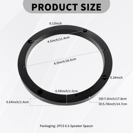 wedfish 2PCS 6.5 Speaker Spacer Enhance Sound Quality,No Cutting and Drilling 6.5 Speaker Adapter for 6.5 Subwoofer,Universal 6.5 Speaker Rings Fixed Speakers for Most Cars