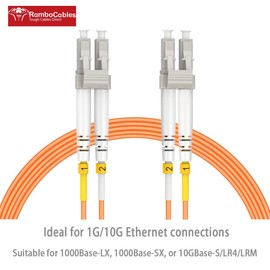 RamboCables 50ft(16m) LC LC OM2 Fiber Patch Cables MMF Multimode, Options 7inch~500ft, MM Fiber Optic Patch Cords Duplex, 50/125μm 1G/10G LSZH