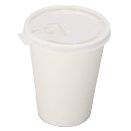 EcoQuality 12 oz Durable Disposable Paper Cups & Flat Lids For Hot/Cold Drink, Paper Coffee Cups, Tea, Cocoa, Travel - Medium Cups (12 Ounce) (50)