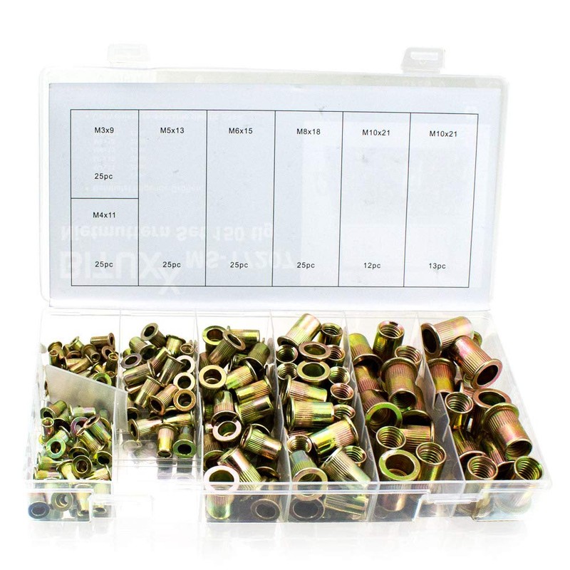 BITUXX® 150-Piece Rivet Nut Set Flat Head Rivets Thread Rivets