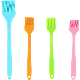 Brocha de Silicona para Cocina 4 Piezas, Pincel de Reposteria para Hornear, Parrilla BBQ Resistente al Calor, Libre de BPA, Aceite Mantequilla Salsa, Lavavajillas, Multicolor