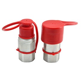 BUYMACHINERYPARTS 1/2" NPT Thread+ 1/2 Body Hydraulic Couplers,1/2" Skid Steer Bobcat Flat Face Hydraulic Quick Connect Couplers w Dust Caps, Fit for Skid Steer Bobcat Case/Kubota/New Holland